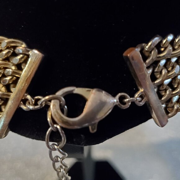 Gorgeous SAM EDELMAN Oversized Gold Plated and Huge Rhinestones Bib Necklace - Picture 7 of 8